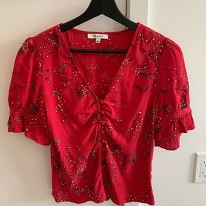 Madewell Red Short Sleeve Blouse